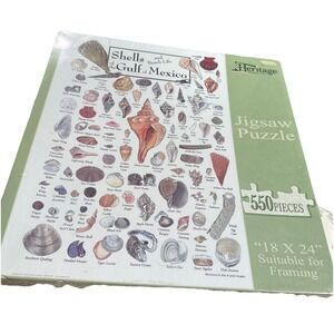 Heritage Puzzle -Shells of the Gulf Of Mexico 550 pc Puzzle New Sealed 18x24
